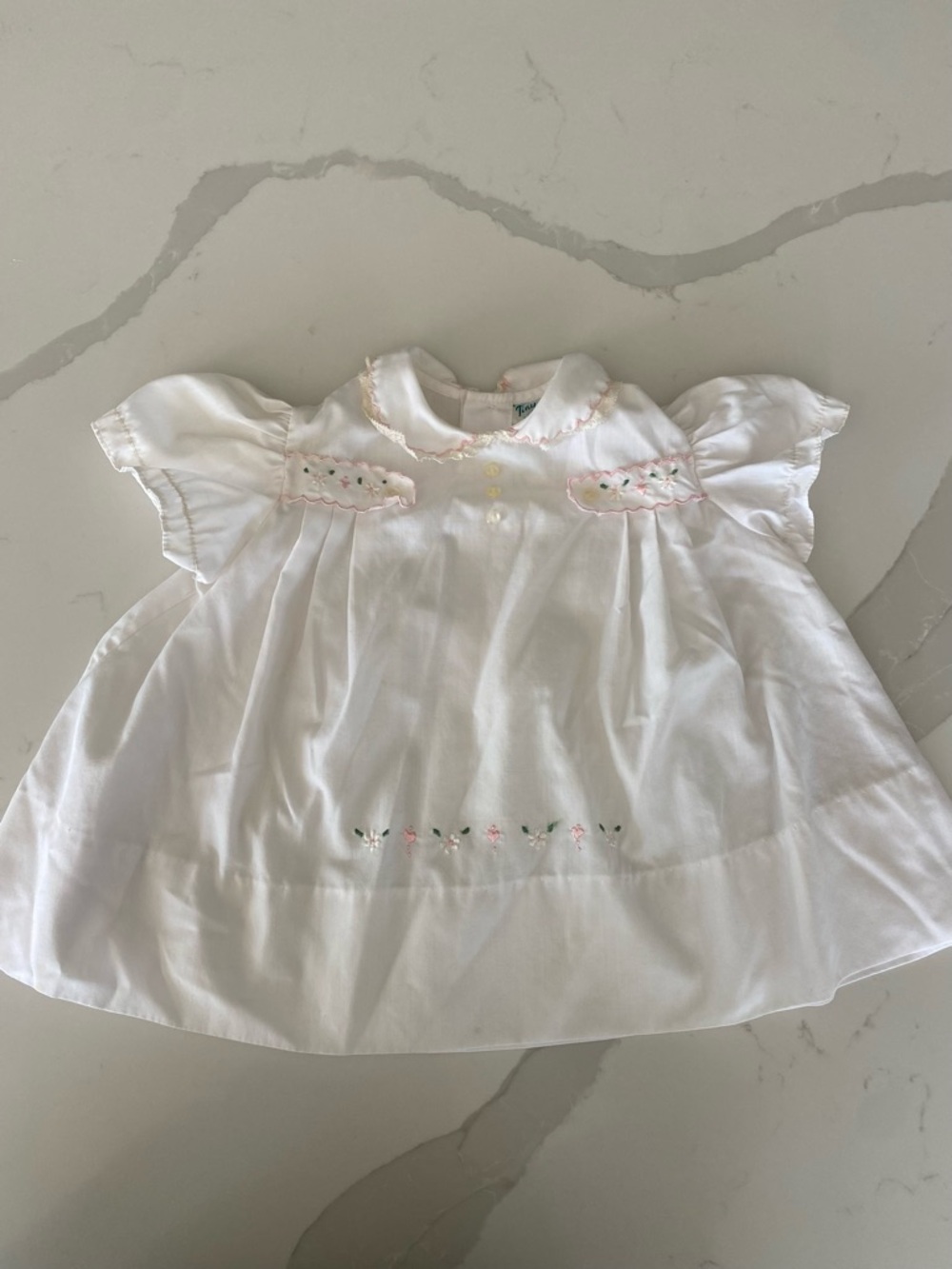 Vintage Tiny Tots Original Floral & heart Embroidered Lace Collared Dress 12M